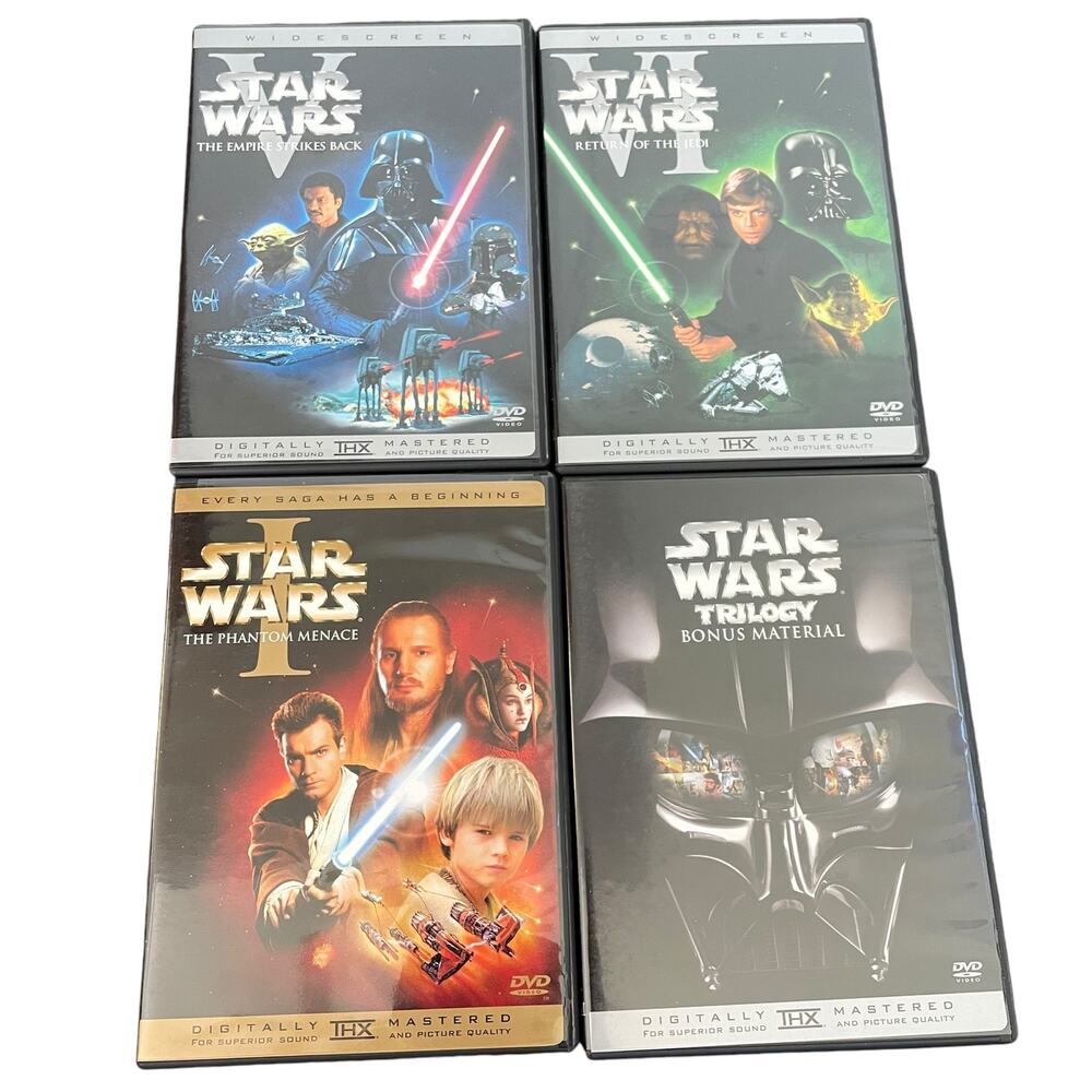 Star Wars DVD 4 Pack ASSORTED Phantom Menace Empire Strikes Back Return of Jedi